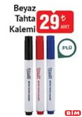 STUDİ BEYAZ TAHTA KALEMİ 3'LÜ